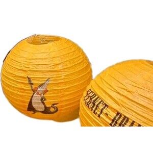 Set of 4 Fernet Branca Bamboo Paper Lantern Fall Bar Decor Orange Ball Rare New